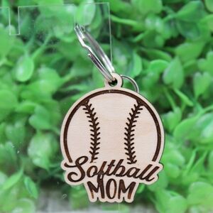 Softball Mom Wooden Key Holder